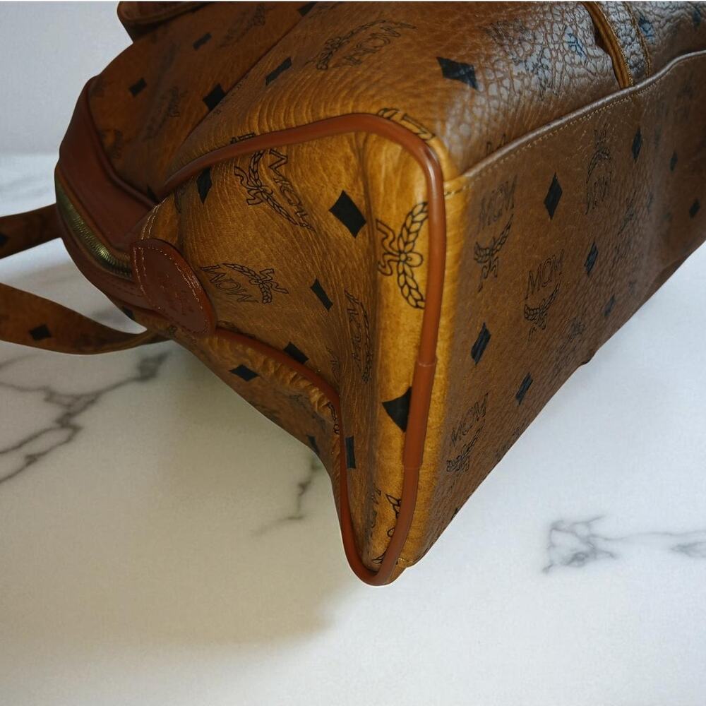 Authentic MCM Visetos Vintage LG Dome Shoulder Bag Cognac Monogram MSRP $1,450 - Picture 14 of 16